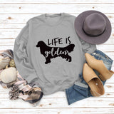 Life Is Golden Rundhalsausschnitt Buchstaben Locker Langarm Großer Pullover