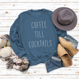CAFÉ TILL COCKTAILS LETTRE COL ROND Lâche FEMME MANCHES LONGUES SWEAT-SHIRT OVERSIZE