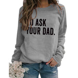 Rundhals-Oberteile mit Buchstaben, langärmelig, GO ASK-Aufdruck, lockeres Sweatshirt