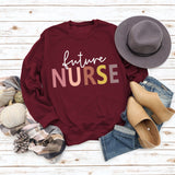 Sweat-shirt décontracté à imprimé lettre Future Nurse pour femmes