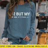 Rundhals-Oberteile, langärmeliges, bedrucktes Sweatshirt mit Buchstaben
