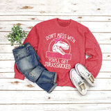 Rundhals-Oberteil, langärmliges, lockeres Sweatshirt mit DON'T MESS-Aufdruck