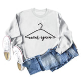 Plus jamais cintre lettre impression mode ample à manches longues grande taille pull pour les femmes