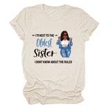 I'M NEXT TO THE Round Neck Fashion Letter Plus Size Womens T-shirt Loose Short Sleeve