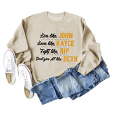 Live Like John Love Damen-Pullover mit Buchstaben, Rundhalsausschnitt, lockeres Langarmshirt, großer Pullover