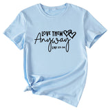 Lässiges Kurzarm-T-Shirt mit Rundhalsausschnitt und Buchstaben-Aufdruck für Damen von Love Them