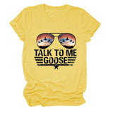 TALK TO ME GOOSE T-shirt imprimé lettre d'été avec col rond et manches courtes