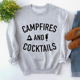 Herbst und Winter neuer Pullover für Damen mit Buchstaben-Print für Lagerfeuer und Cocktails