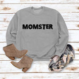 MOMSTER imprimé ample col rond hauts manches longues col rond sweat-shirt