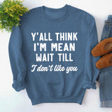 Rundhals-Oberteile, langärmliges, lockeres Sweatshirt mit Y'ALL THINK-Print