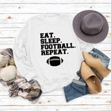 EAT SLEEP FOOTBALL REPEAT Damen Herbst und Winter Rundhals Langarm Pullover
