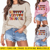 SO VERY THANKFUL Pullover mit Herz-Buchstaben, Rundhalsausschnitt, langen Ärmeln, große Größe