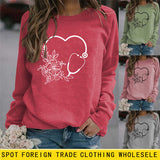 Herbst und Winter Damen Top Love Printing Lässiger Langarmpullover