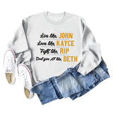 Live Like John Love Damen-Pullover mit Buchstaben, Rundhalsausschnitt, lockeres Langarmshirt, großer Pullover