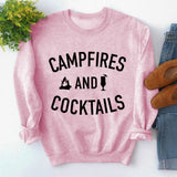 Herbst und Winter neuer Pullover für Damen mit Buchstaben-Print für Lagerfeuer und Cocktails