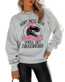 Rundhals-Oberteil, langärmliges, lockeres Sweatshirt mit DON'T MESS-Aufdruck