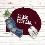 Rundhals-Oberteile mit Buchstaben, langärmelig, GO ASK-Aufdruck, lockeres Sweatshirt