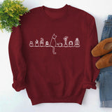 Rundhals-Oberteile, langärmliges, bedrucktes, lockeres Sweatshirt