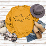 Round Neck Autumn and Winter Ladies Tops Shark Print Casual Long-sleeved Sweatshirt