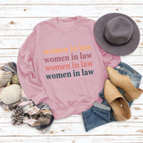 Women Letters Fashion Round Neck Women's Tops Long Sleeve Loose Sweatshirt
