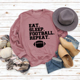EAT SLEEP FOOTBALL REPEAT Damen Herbst und Winter Rundhals Langarm Pullover
