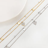 Cold Wind Double Layer Titanium Steel Necklace Female Hip Hop Love Clavicle Chain