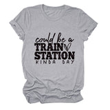 Summer Court Be a Train T-shirt à manches courtes et col rond pour femme
