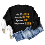 Live Like John Love Damen-Pullover mit Buchstaben, Rundhalsausschnitt, lockeres Langarmshirt, großer Pullover