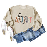 Spot For Aunt Dog Print Letter Leopard Damen Langarm Loose Bodysuit Damen