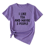 Lettre J'aime le thé Peut-être 3 personnes T-shirt à manches courtes et col rond