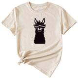 MAMA Llama Fun Graphic Print Women's Casual Crewneck Short Sleeve T-Shirt