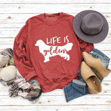 Life Is Golden Rundhalsausschnitt Buchstaben Locker Langarm Großer Pullover