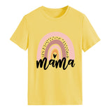 Mama Rainbow Love Letter Rundhalsausschnitt Lockeres Druckmuster Kurzärmeliges T-Shirt