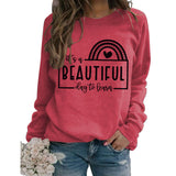 T-Shirt mit Rundhalsausschnitt und Buchstaben „It's A BEAUTIFUL“ Aufdruck