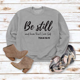 Be Still and Know – pull à manches longues et col rond pour fille, ample, avec lettres imprimées, grande taille, à la mode