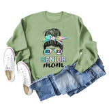 2023 SENIOR MOM Bowknot Letter Loose bottomed Long Sleeve Oversize Sweater