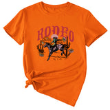 Freizeithemd mit Rodeo-Fun-Muster und Rundhalsausschnitt, kurzärmelig
