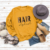 HAIR Stylist Letter Print Langarm Herbst und Winter Bottoming T-Shirt Rundhals Pullover Shirt