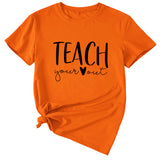 Simple Letter Teach Woman Summer New Casual Short Sleeve T-shirt