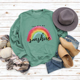 You Are My Sunshine Rainbow Letter Print Sweater for Women