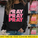 Rundhals-Oberteile Langarm-Sweatshirt mit PRAY Onit PRAY Oues It-Aufdruck