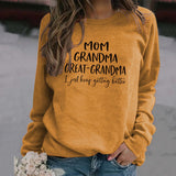 Long Sleeve T-shirt MOM GRANDMA GREAT LETTERS AW OVERSIZE SWEATER