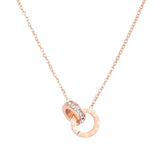 Schlüsselbeinkette im Sweetheart-Stil für Damen, modisch mit Zirkonia, römischen Ziffern, Doppelring