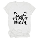 Chat Maman Lettre Col Rond Large Chat Lâche Décontracté Manches Courtes T-shirt Femme