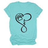 T-Shirt à manches courtes et col rond pour femme, imprimé Love Dog, à la mode