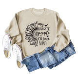 Meine Lieblings-Menschen rufen Sunflower Letter Love Rundhals Langarm Pullover