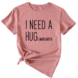 MINIMALISTISCHES T-SHIRT MIT RUNDHALSAUSSCHRIFTZUG „I NEED A HUG“ MIT KURZEN ÄRMELN