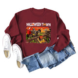 Halloween Town Letter Printed Damen Lockerer neuer Pullover Langarmshirt