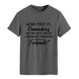 Modisches Damen-T-Shirt mit Rundhalsausschnitt und kurzen Ärmeln „WORK MADE US“