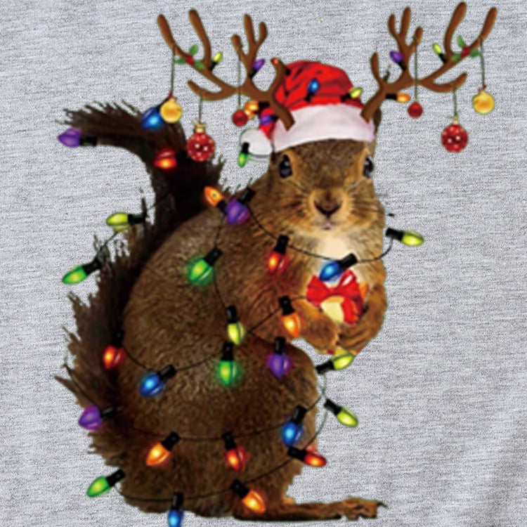 Squirrel Print Woman Casual Crewneck Short Sleeves